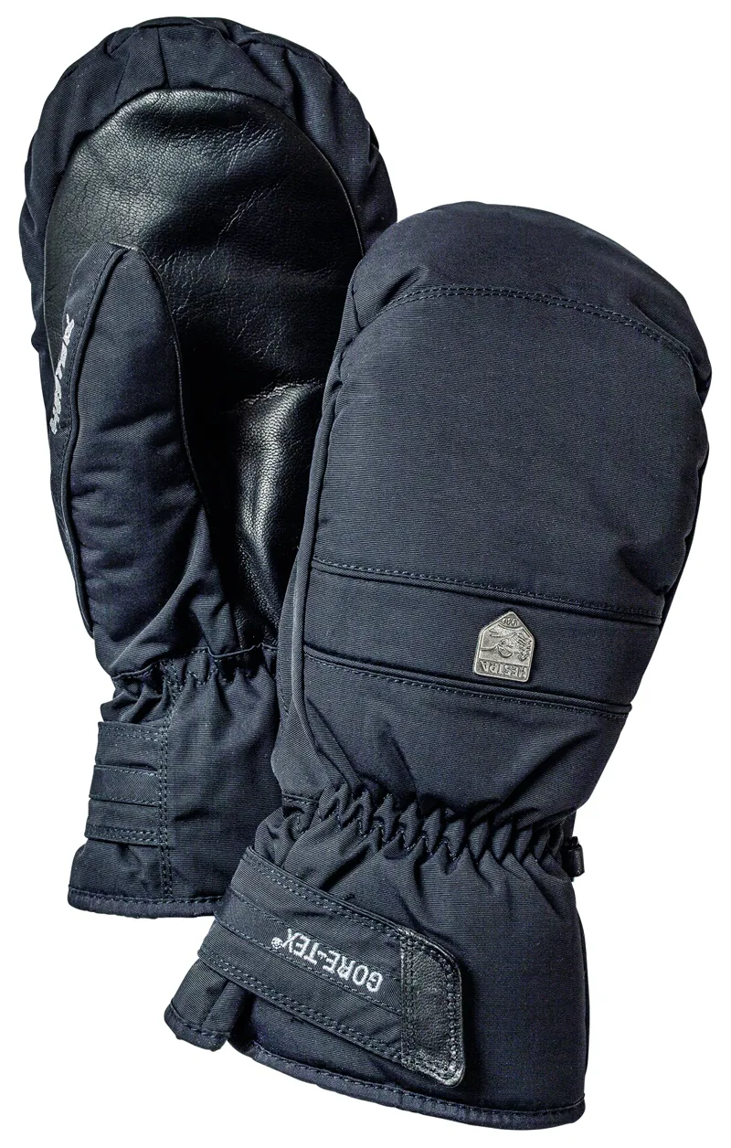 Hestra Gore-tex Classic Leather Mens Ski Mittens in Black